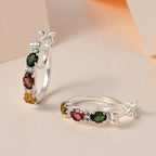 Multi-Tourmaline and Natural Zircon Hoop Earrings with Clasp in Sterling Silver 1.11 Ct