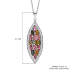 Multi-Tourmaline and Natural Zircon Pendant with Chain (Size 20) in Platinum Overlay Sterling Silver 2.65 Ct, Silver Wt. 5.16 Gms