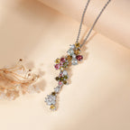 Multi-Tourmaline, White Zircon Pendant with Chain (Size 20) in Rhodium Sterling Silver 1.890 Ct.