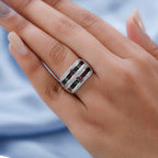 Multi-Tourmaline and Natural Zircon Band Ring in Platinum Overlay Sterling Silver 2.62 Ct.