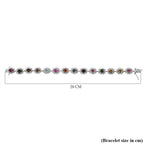 Multi-Tourmaline and Natural Cambodian Zircon Bracelet (Size - 7.5) in Rhodium Overlay Sterling Silver 19.60 Ct, Silver Wt. 15 Gms