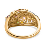 Multi-Tourmaline and Natural Zircon Cluster Ring in 18K Vermeil Yellow Gold Plated Sterling Silver 2.472 Ct.