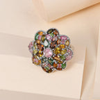 Multi-Tourmaline and Natural Zircon Cluster Ring in Platinum Overlay Sterling Silver 4.93 Ct, Silver Wt. 6.10 Gms.