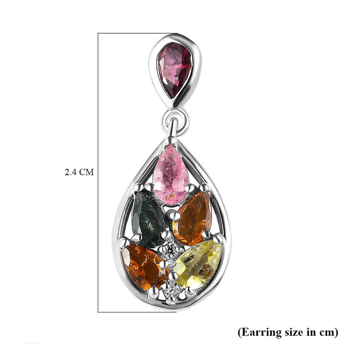 Multi-Tourmaline and Natural Zircon Drop Earrings in Platinum Overlay Sterling Silver 2.42 Ct. 7212390 6