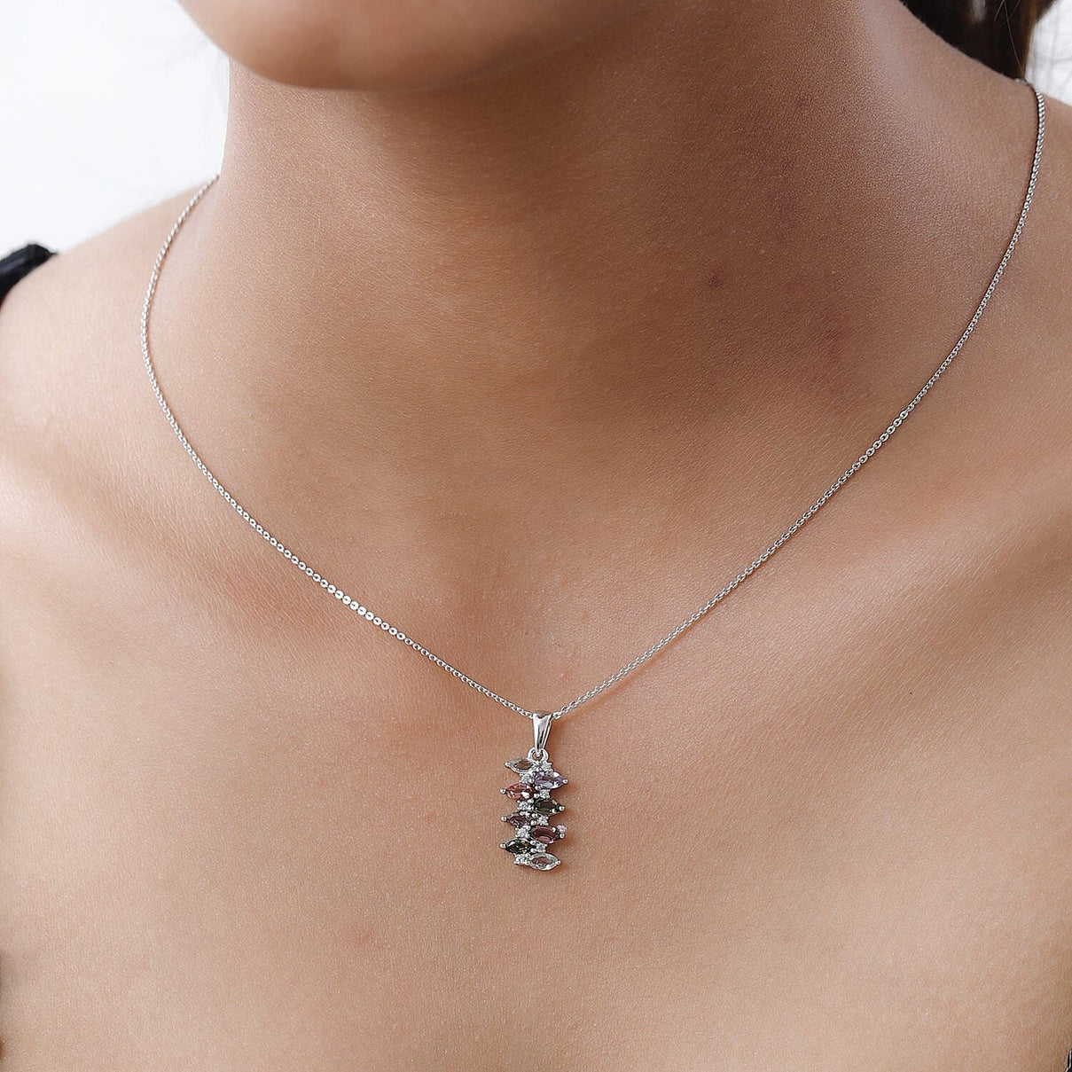 Multi-Tourmaline and Natural Zircon Pendant with Chain (Size 20) in Platinum Overlay Sterling Silver 1.25 Ct 4151001 2