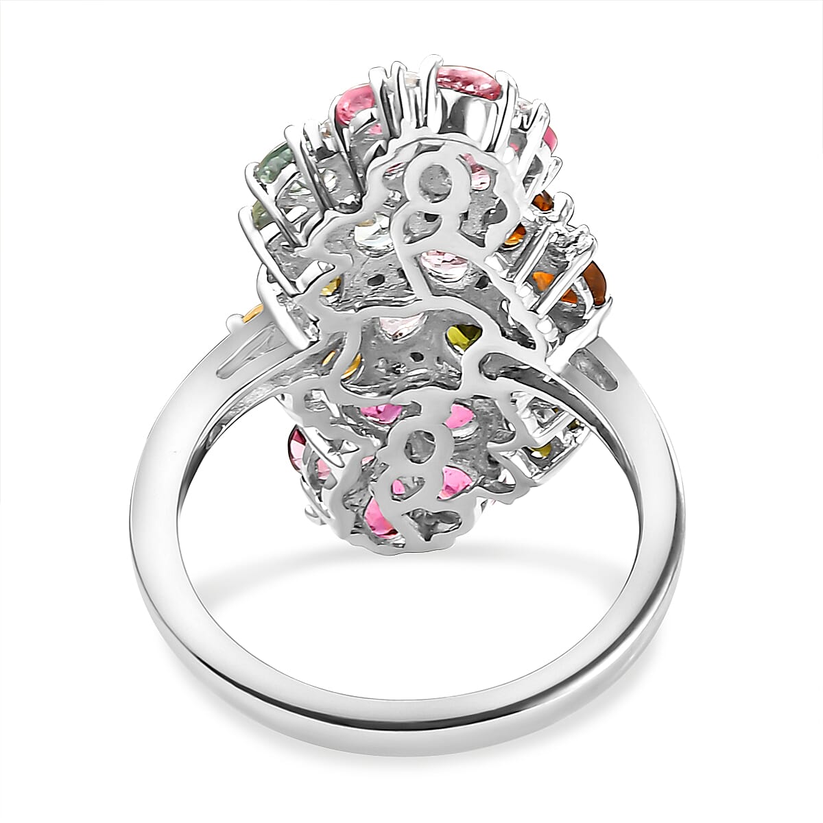 Multi-Tourmaline and Natural Zircon Ring in Platinum Overlay Sterling Silver 3.45 Ct. 7063356 5
