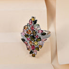 Multi-Tourmaline and Natural Zircon Ring in Platinum Overlay Sterling Silver 5.39 Ct, Silver Wt. 7.25 Gms