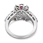Multi-Tourmaline and Natural Zircon Wishbone Cluster Ring in Platinum Overlay Sterling Silver 2.78 Ct.