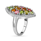 Multi-Tourmaline and Natural Zircon Ring in Platinum Overlay Sterling Silver 3.36 Ct, Silver Wt 5.61 Gms