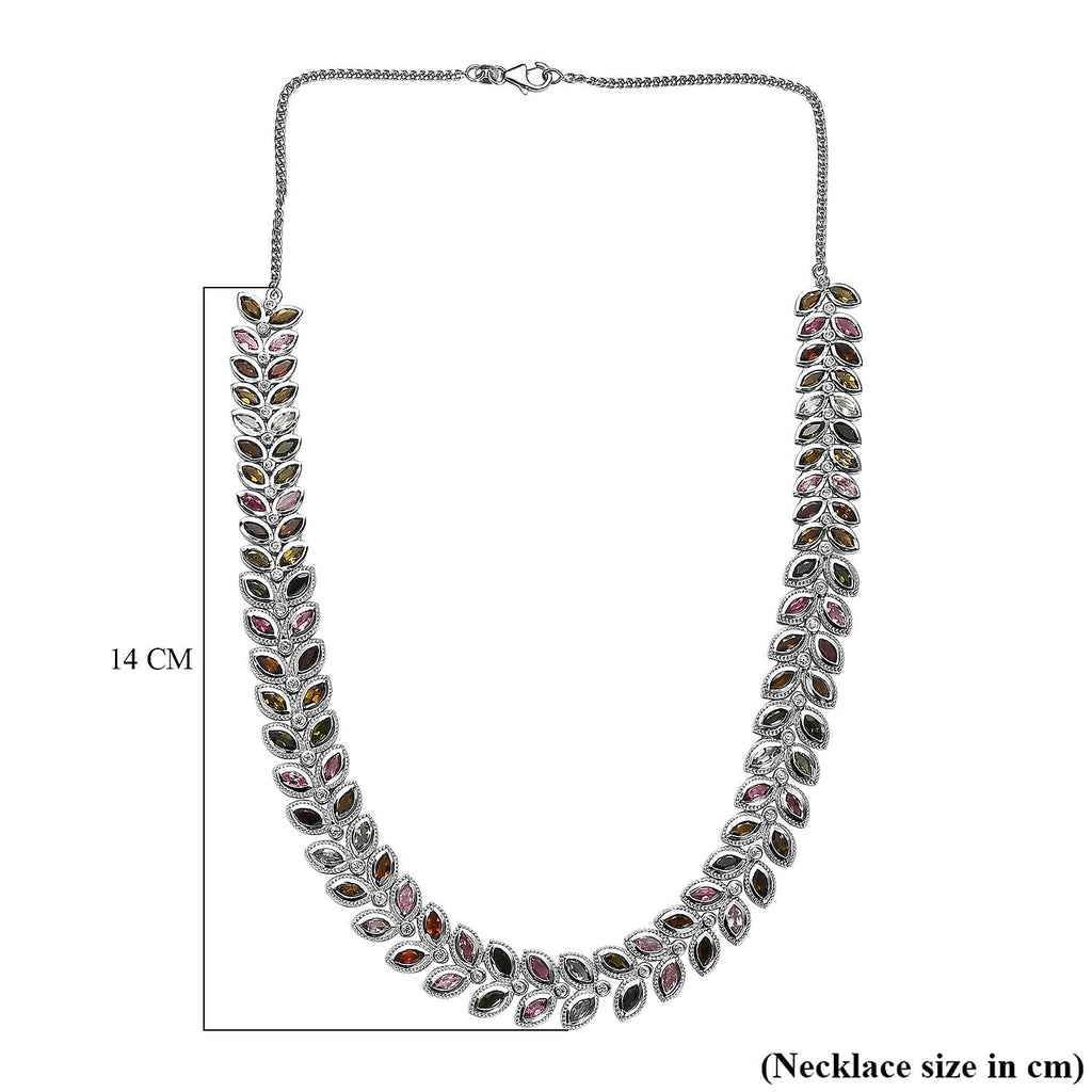 Multi-Tourmaline and Natural Zircon Necklace (Size - 20) in Platinum Overlay Sterling Silver 23.00 Ct, Silver Wt 50.60 Gms