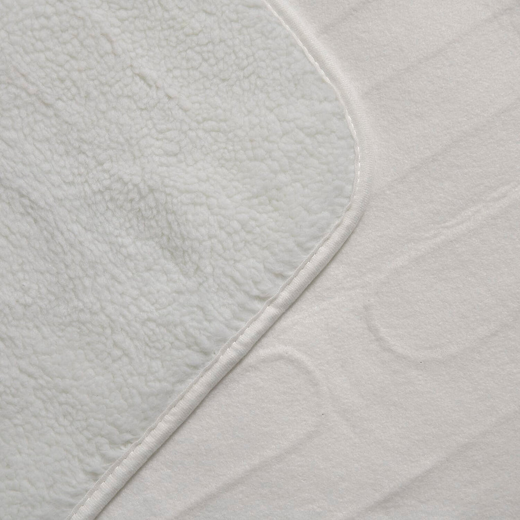 Luxury Sherpa Electric Heated Blanket Topper - Dual Controller, Quad Zone, 6 Temp Settings (190x140 cm)  - White