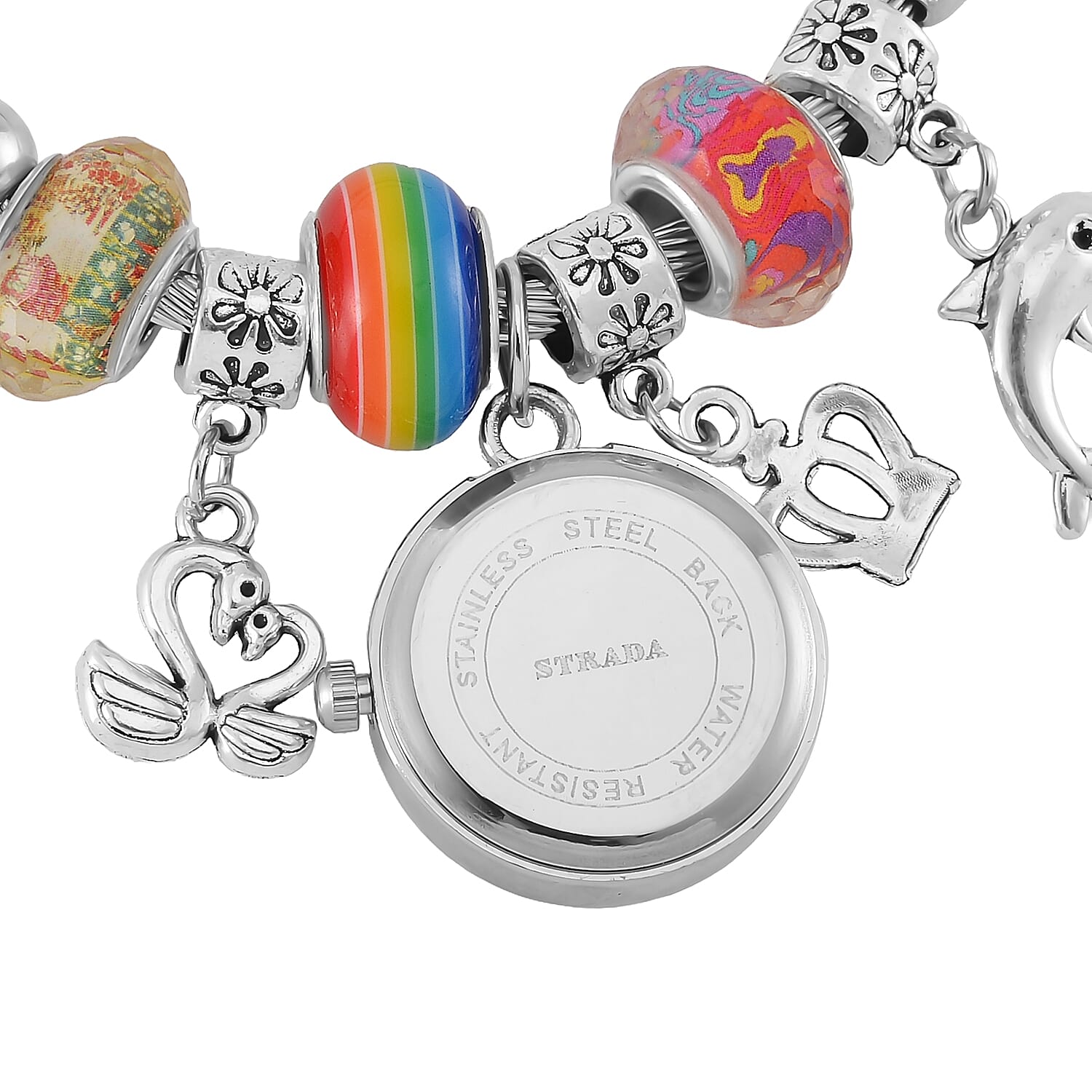 STRADA Japanese Movement Charm Bracelet Watch in Stainless Steel 7842784 7