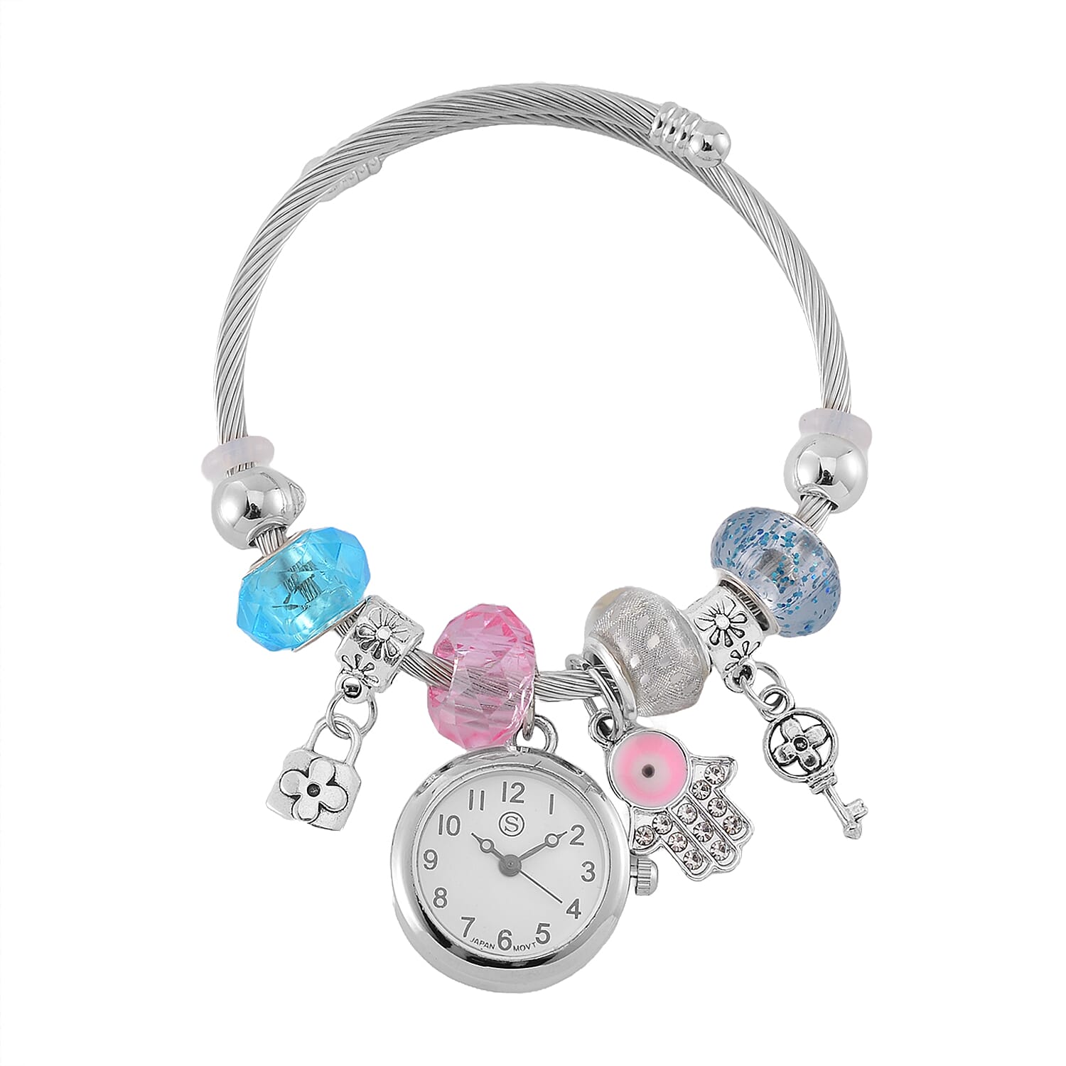 STRADA PC21S Japanese Movement Watch Bangle with Key and Lock Charm 7842792 0