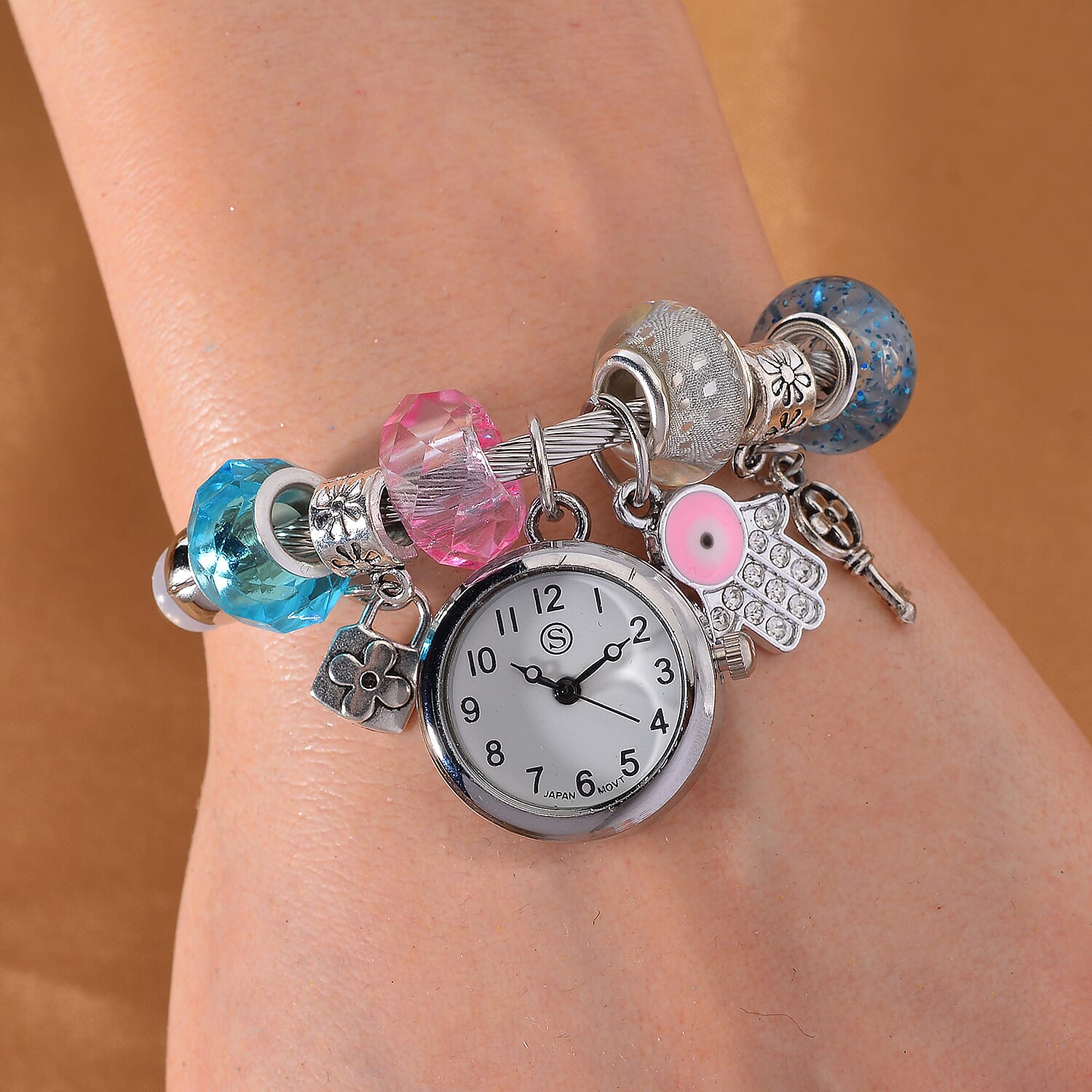 STRADA PC21S Japanese Movement Watch Bangle with Key and Lock Charm 7842792 2