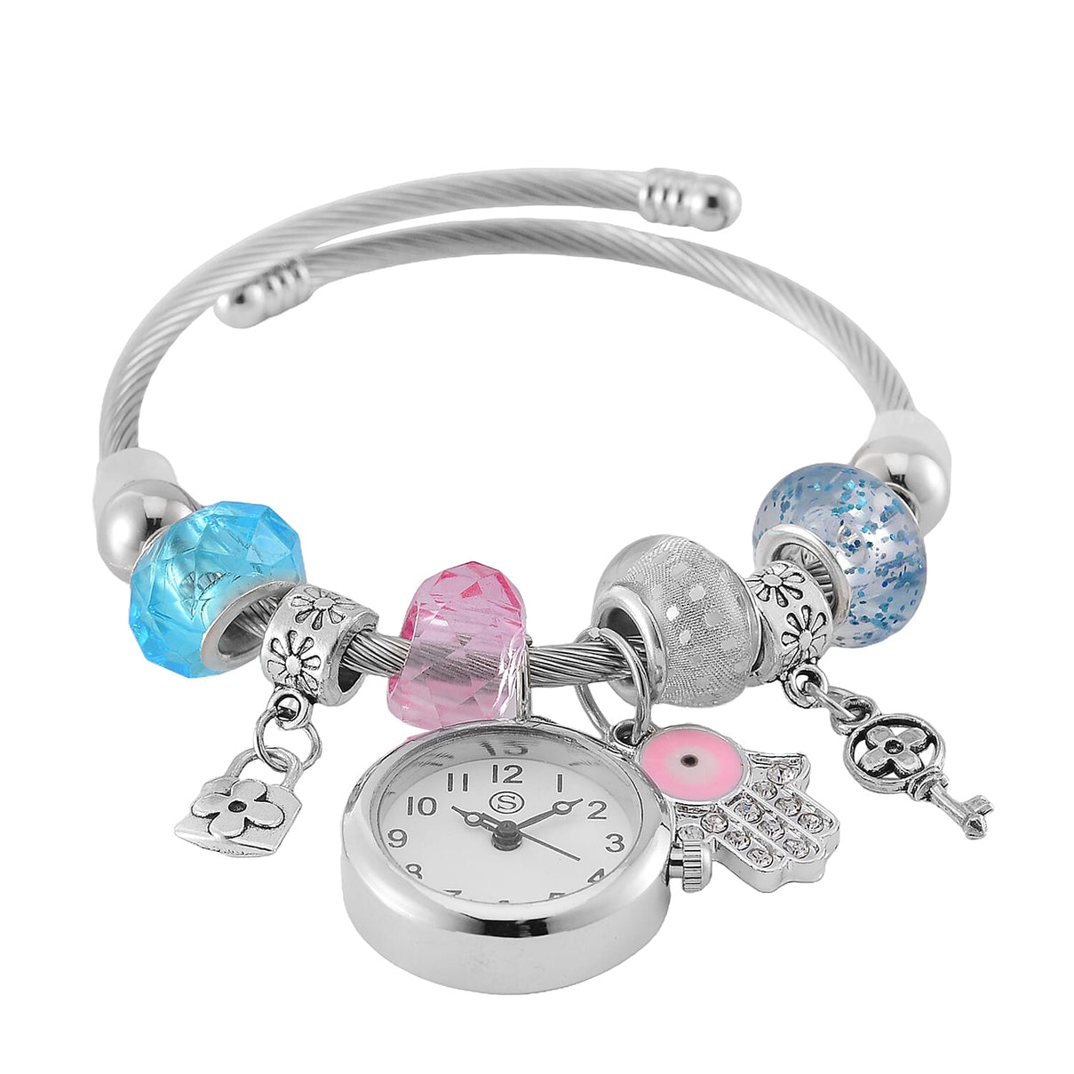 STRADA PC21S Japanese Movement Watch Bangle with Key and Lock Charm 7842792 4