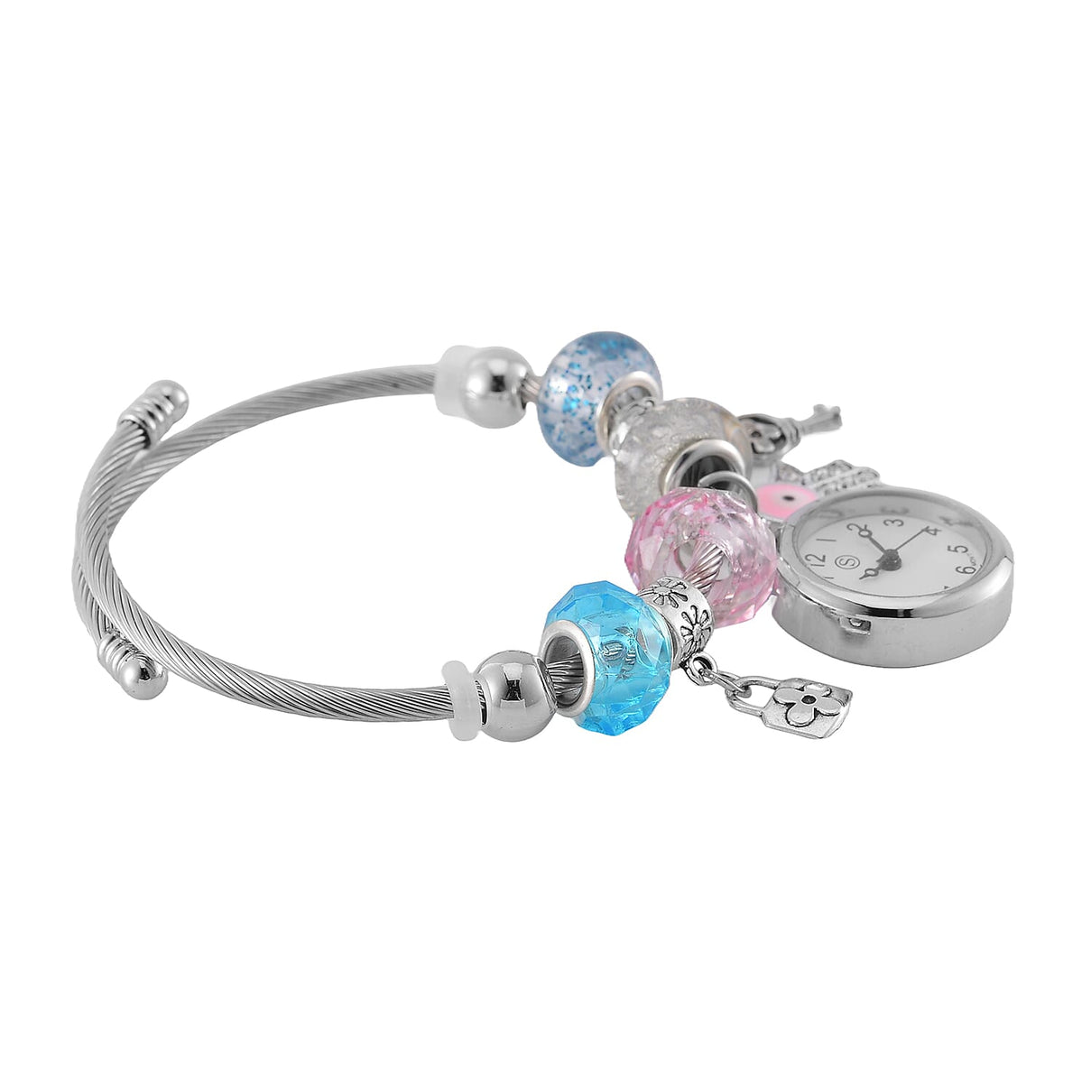 STRADA PC21S Japanese Movement Watch Bangle with Key and Lock Charm 7842792 5
