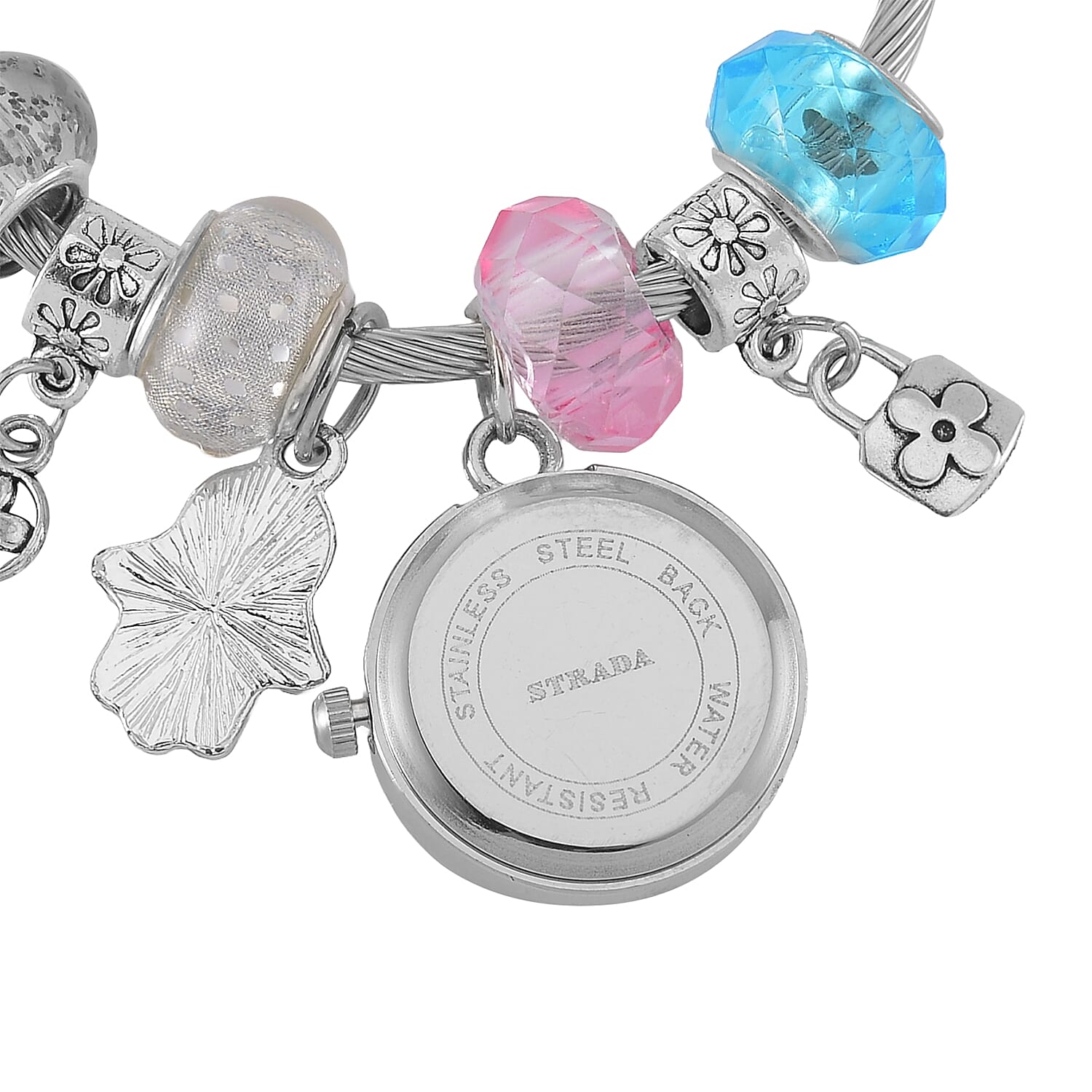 STRADA PC21S Japanese Movement Watch Bangle with Key and Lock Charm 7842792 7