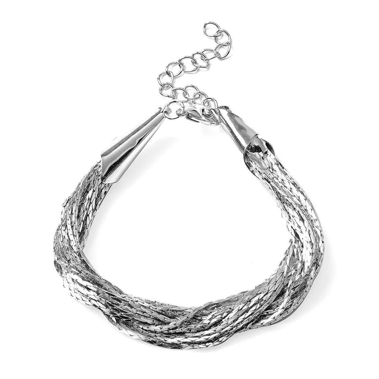 Multi-layered Bracelet Size 7.5 in Silver Tone 6039321 2