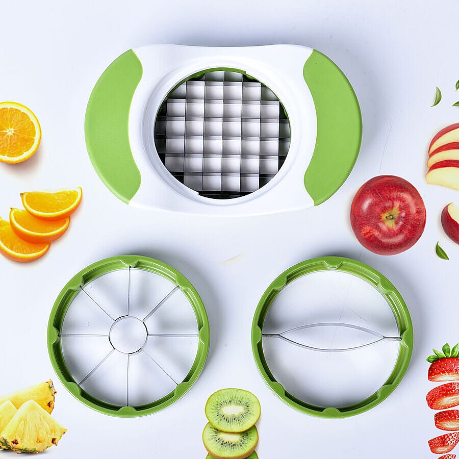 Multifunctional 3-in-1 Cutter and Fruit Slicer - White and Green 6296738 3