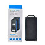Multifunctional Solar Power Bank (Power 10000 mAh) with Wireless Charging (Inc. Type C, Micro USB & Lightning Cable) - Blue & Black