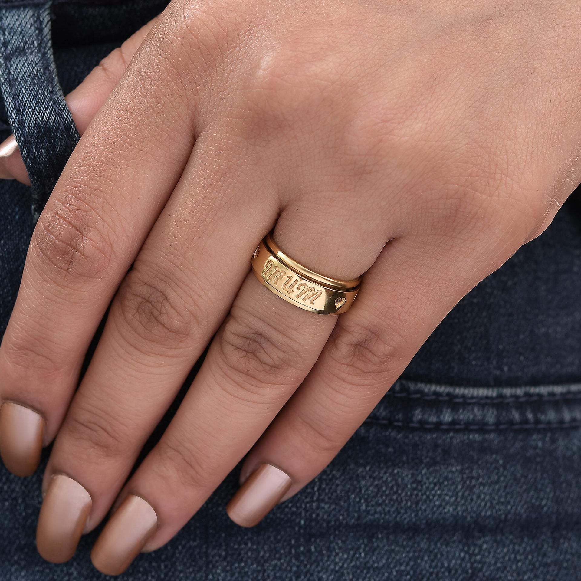 Mum Engraved Spinner Ring in Gold Plated Sterling Silver 7541986 3