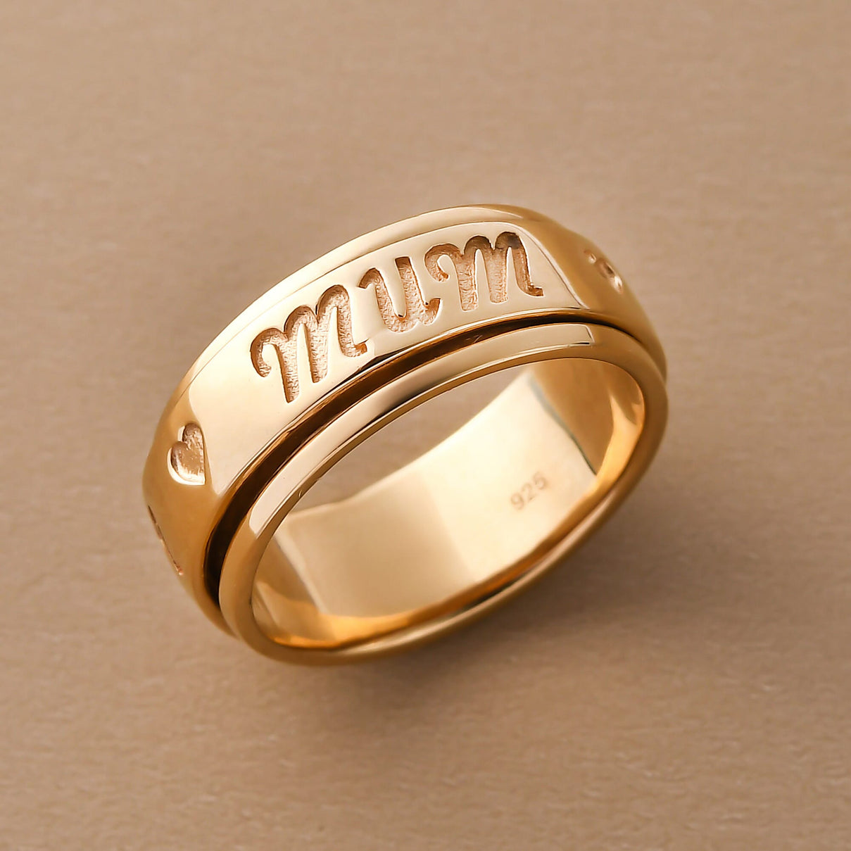 Mum Engraved Spinner Ring in Gold Plated Sterling Silver 7541986 4