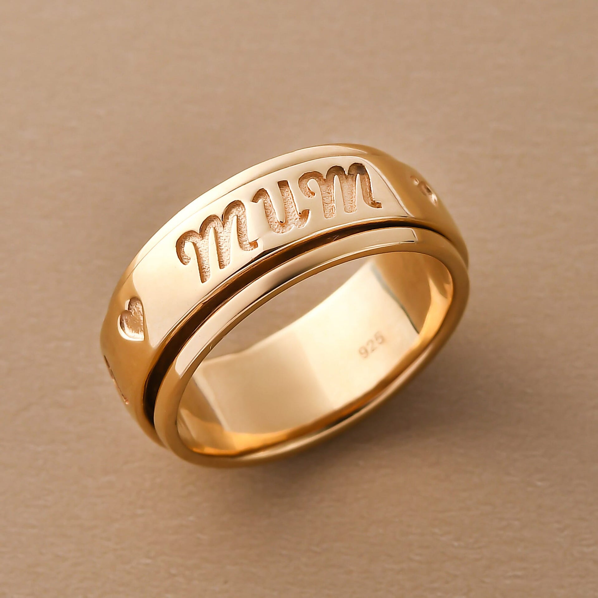 Mum Engraved Spinner Ring in Gold Plated Sterling Silver 7541986 4