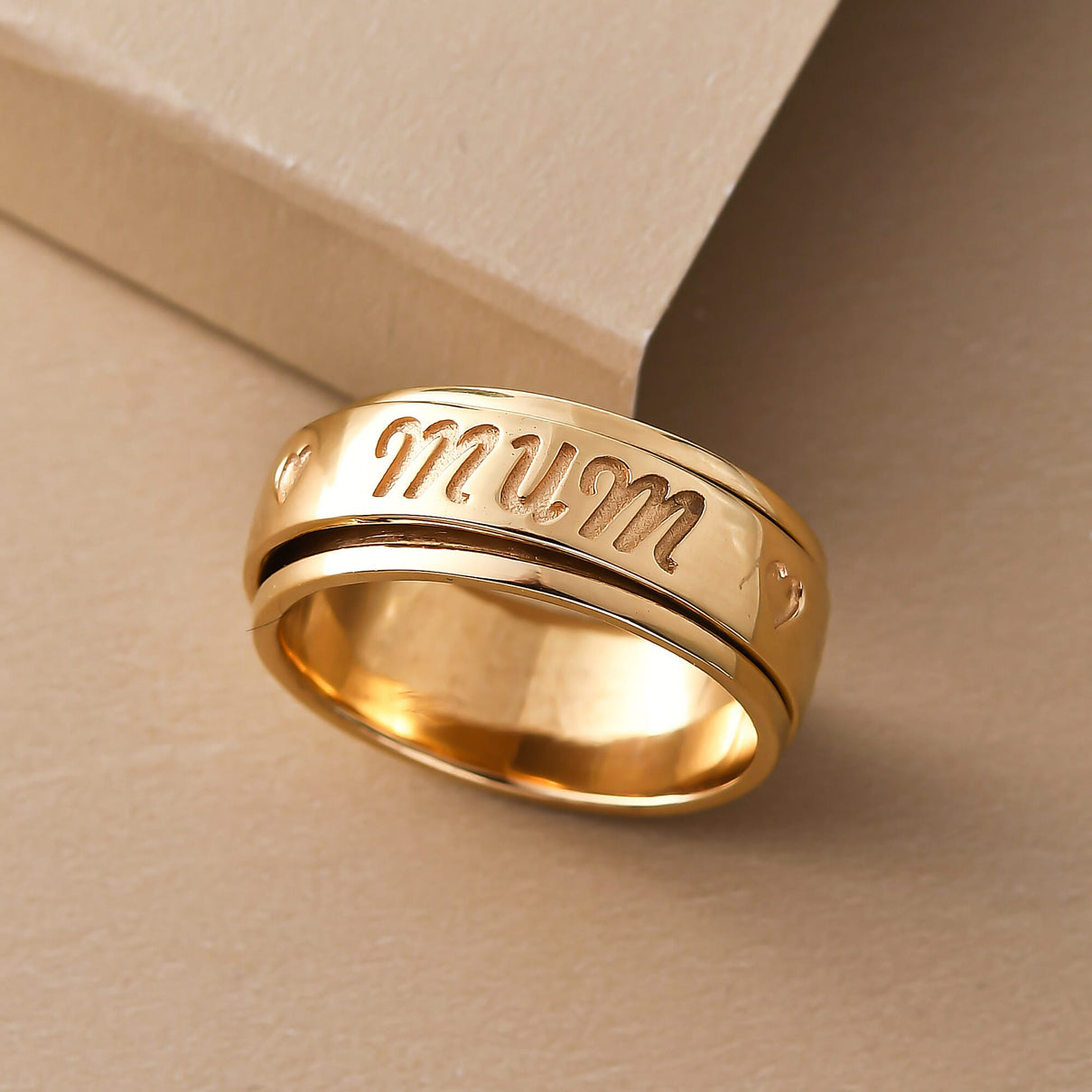 Mum Engraved Spinner Ring in Gold Plated Sterling Silver 7541986 5