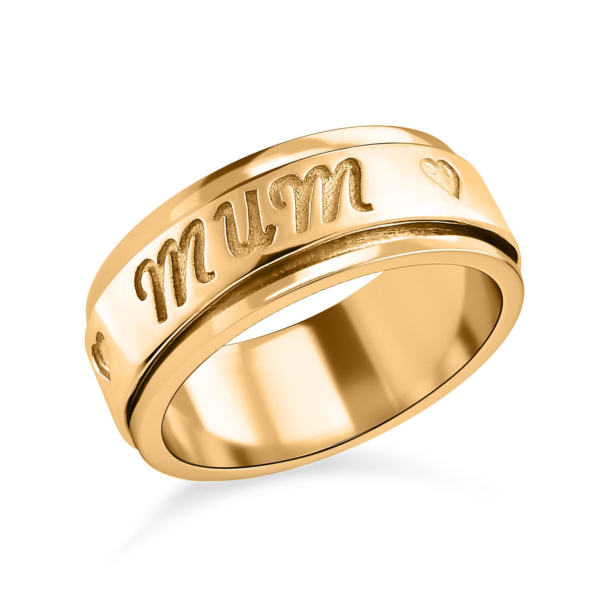 Mum Engraved Spinner Ring in Gold Plated Sterling Silver 7541986 6