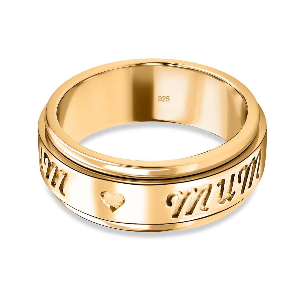 Mum Engraved Spinner Ring in Gold Plated Sterling Silver 7541986 8