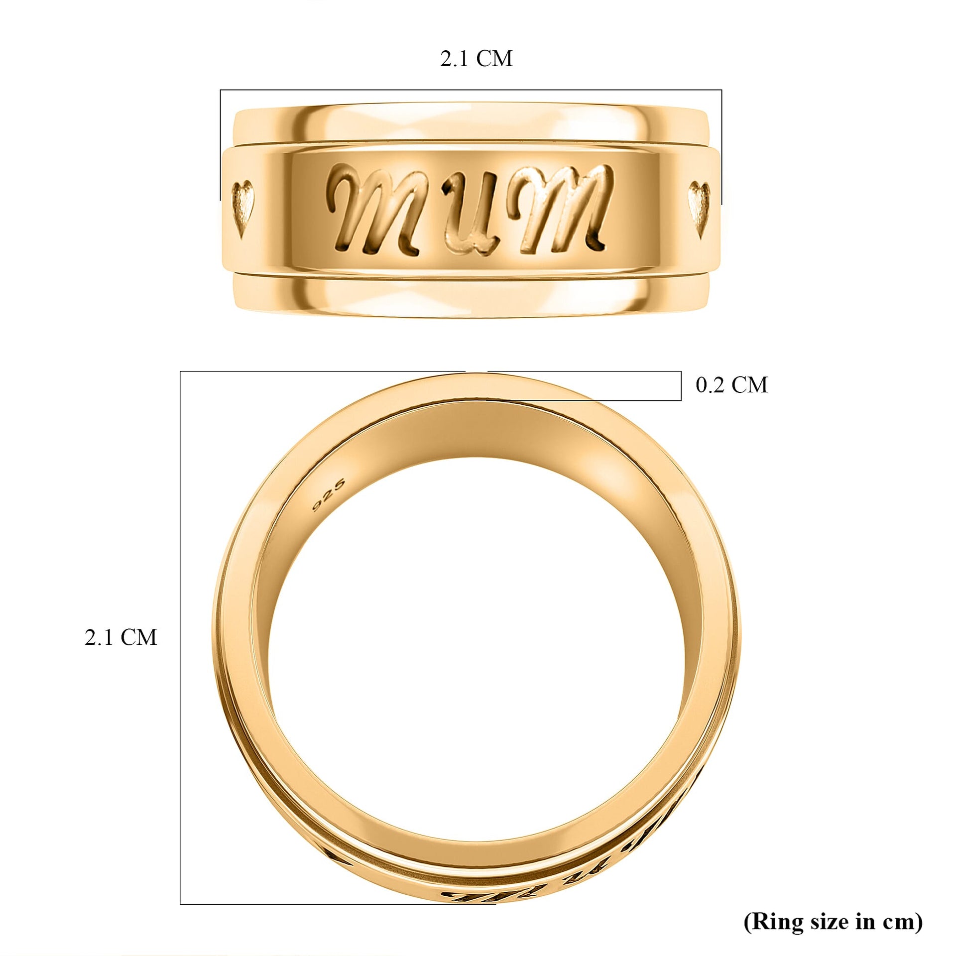 Mum Engraved Spinner Ring in Gold Plated Sterling Silver 7541986 9