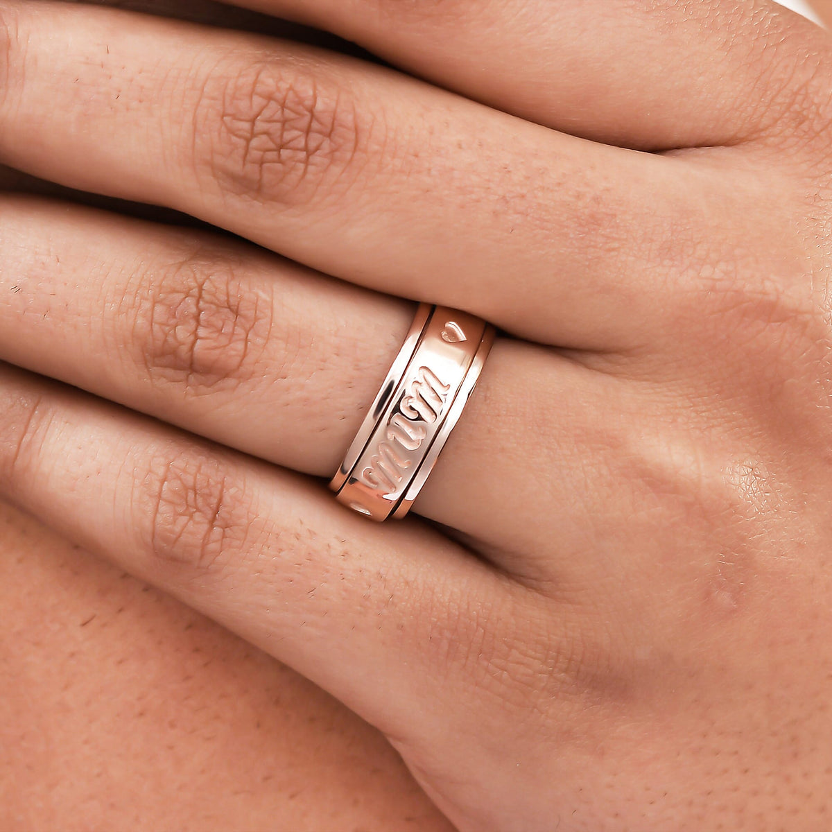 Mum Engraved Spinner Ring in Rose Gold Plated Sterling Silver 7541998 3
