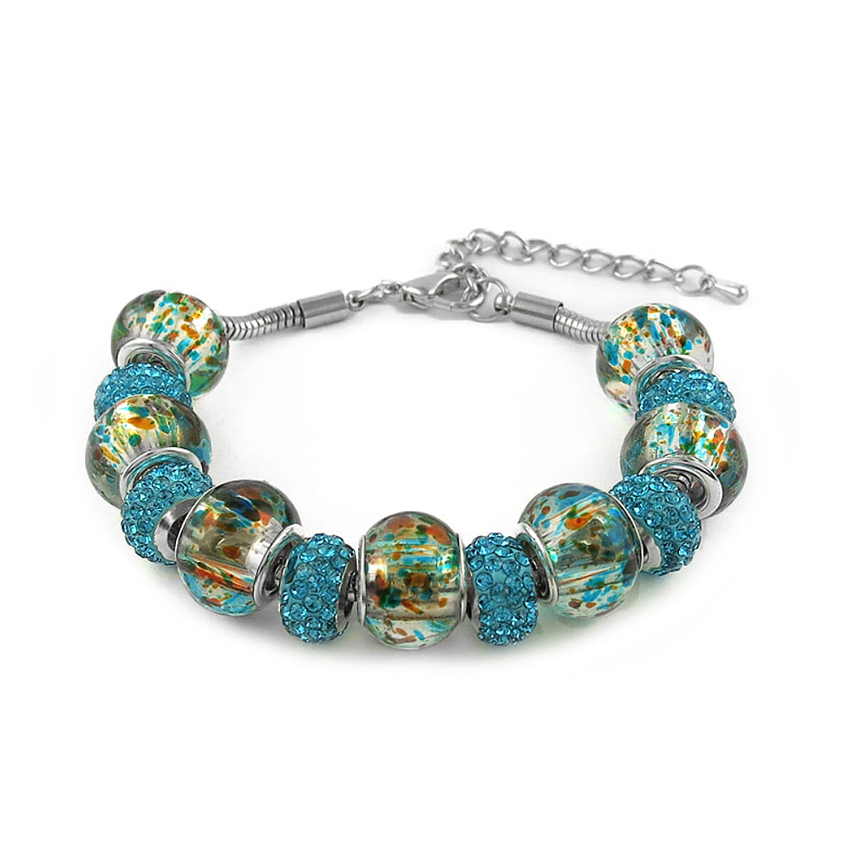Murano Style Glass with Blue Crystal Bracelet (Size - 7.5+2 Inch Ext) V32515807 0