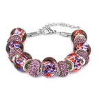 Murano Style Glass with Crystal Bracelet (Size - 7.5-2 Inch Ext)