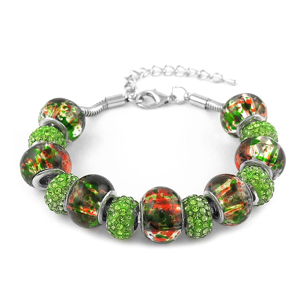 Murano Style Glass with Green Crystal Bracelet (Size - 7.5+2 Inch Ext) V32515800 0