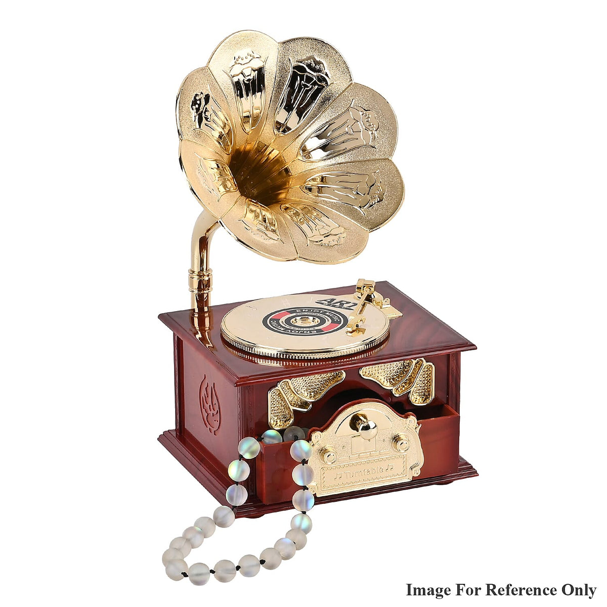 Phonograph Shape Mechanical Music Box (Size 22x12x12 cm) - Gold &amp; White 7573513 2