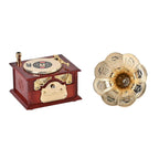 Phonograph Shape Mechanical Music Box (Size 22x12x12 cm) - Gold & White