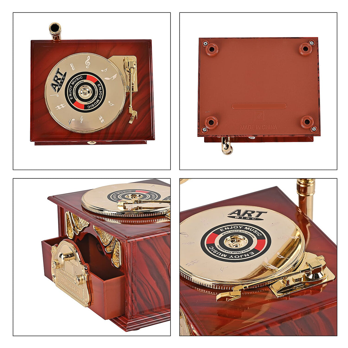 Phonograph Shape Mechanical Music Box (Size 22x12x12 cm) - Gold &amp; White 7573513 6