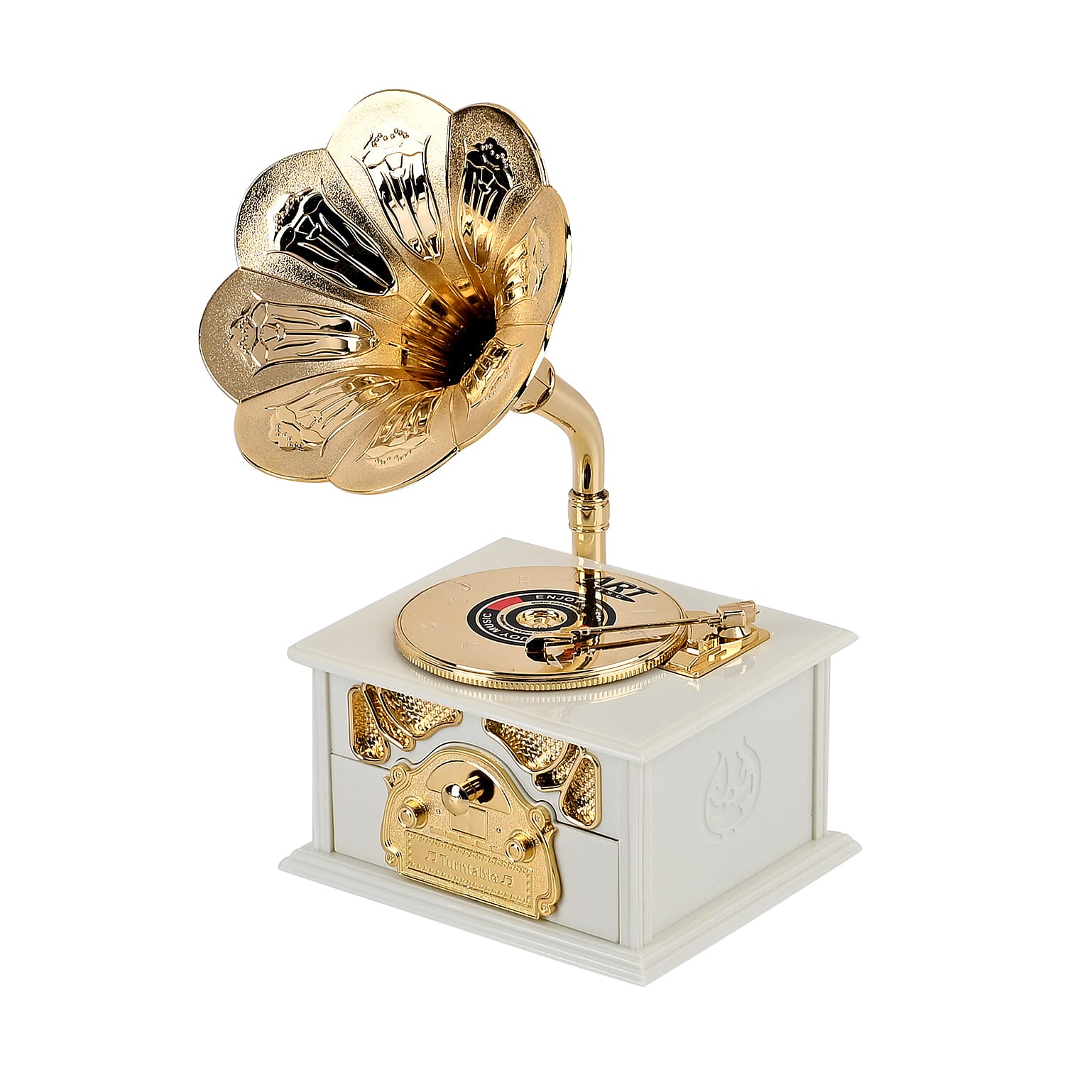 Phonograph Shape Mechanical Music Box (Size 22x12x12 cm) -White 7573514 0