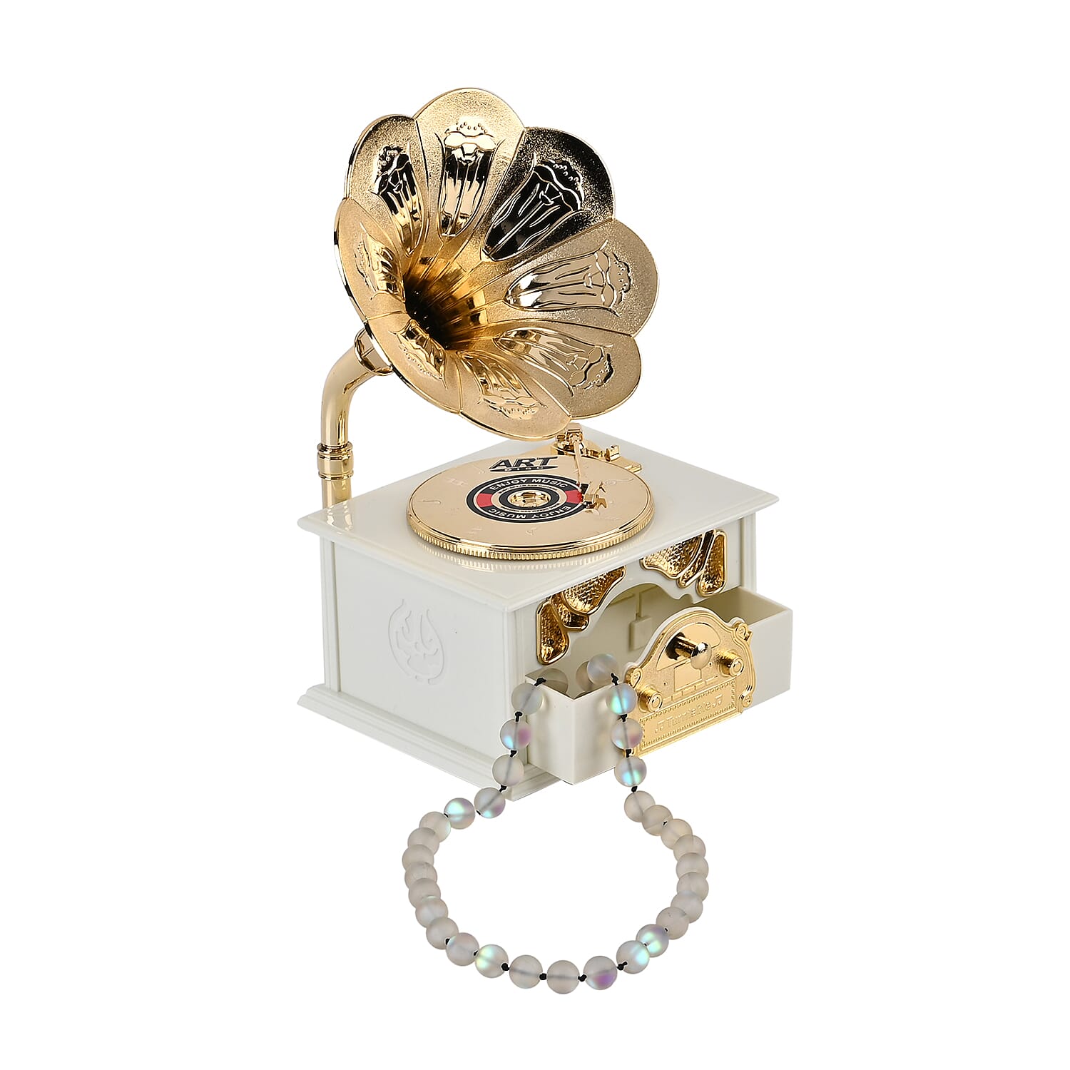 Phonograph Shape Mechanical Music Box (Size 22x12x12 cm) -White 7573514 1