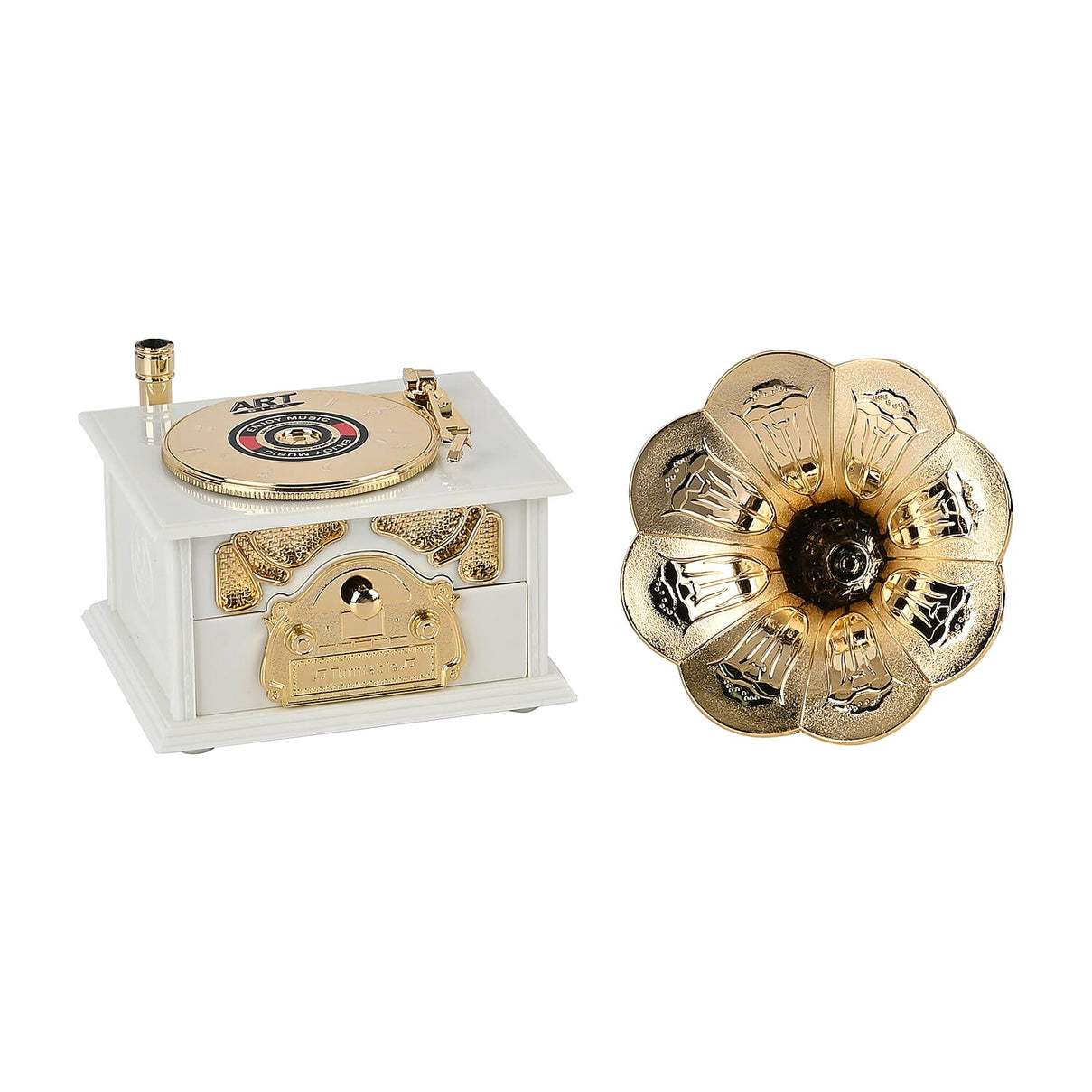 Phonograph Shape Mechanical Music Box (Size 22x12x12 cm) -White 7573514 2