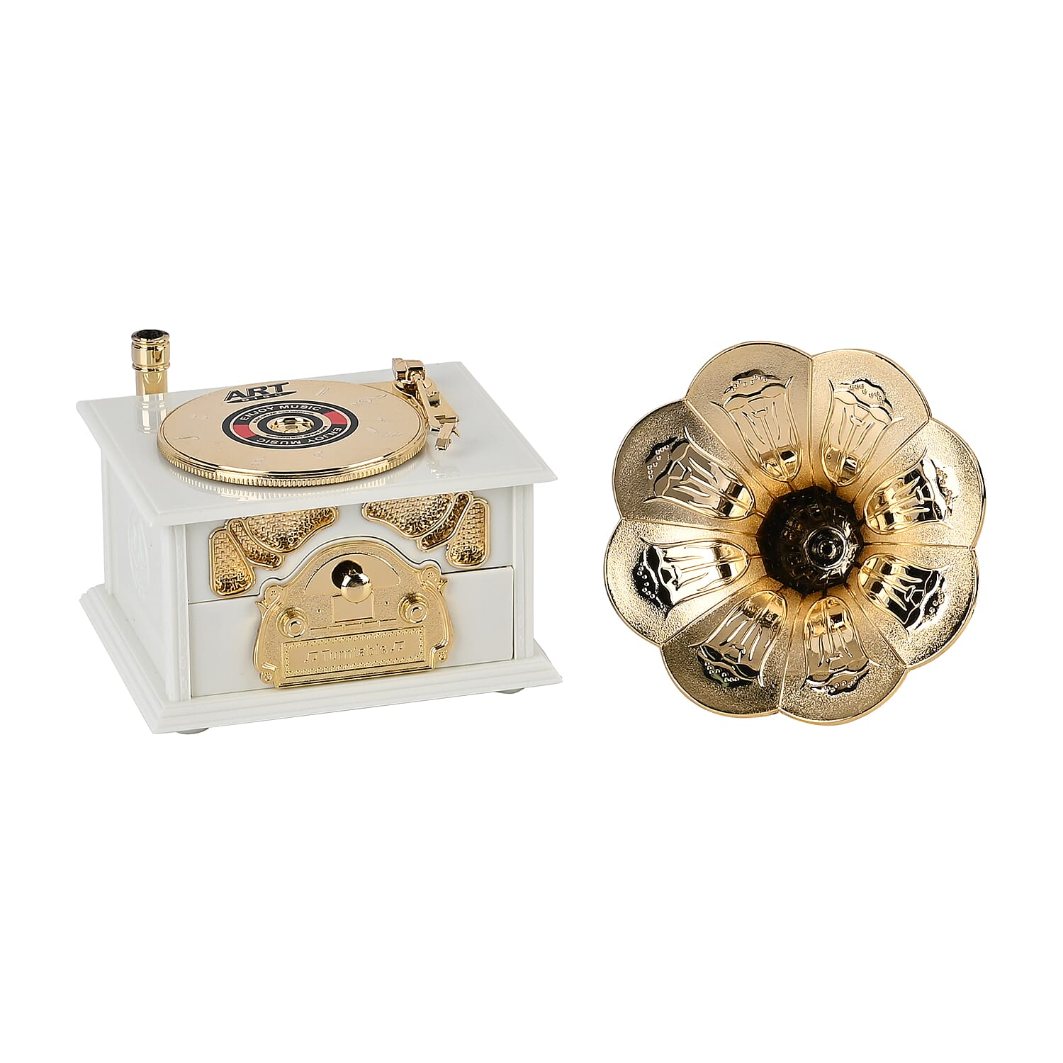 Phonograph Shape Mechanical Music Box (Size 22x12x12 cm) -White 7573514 2