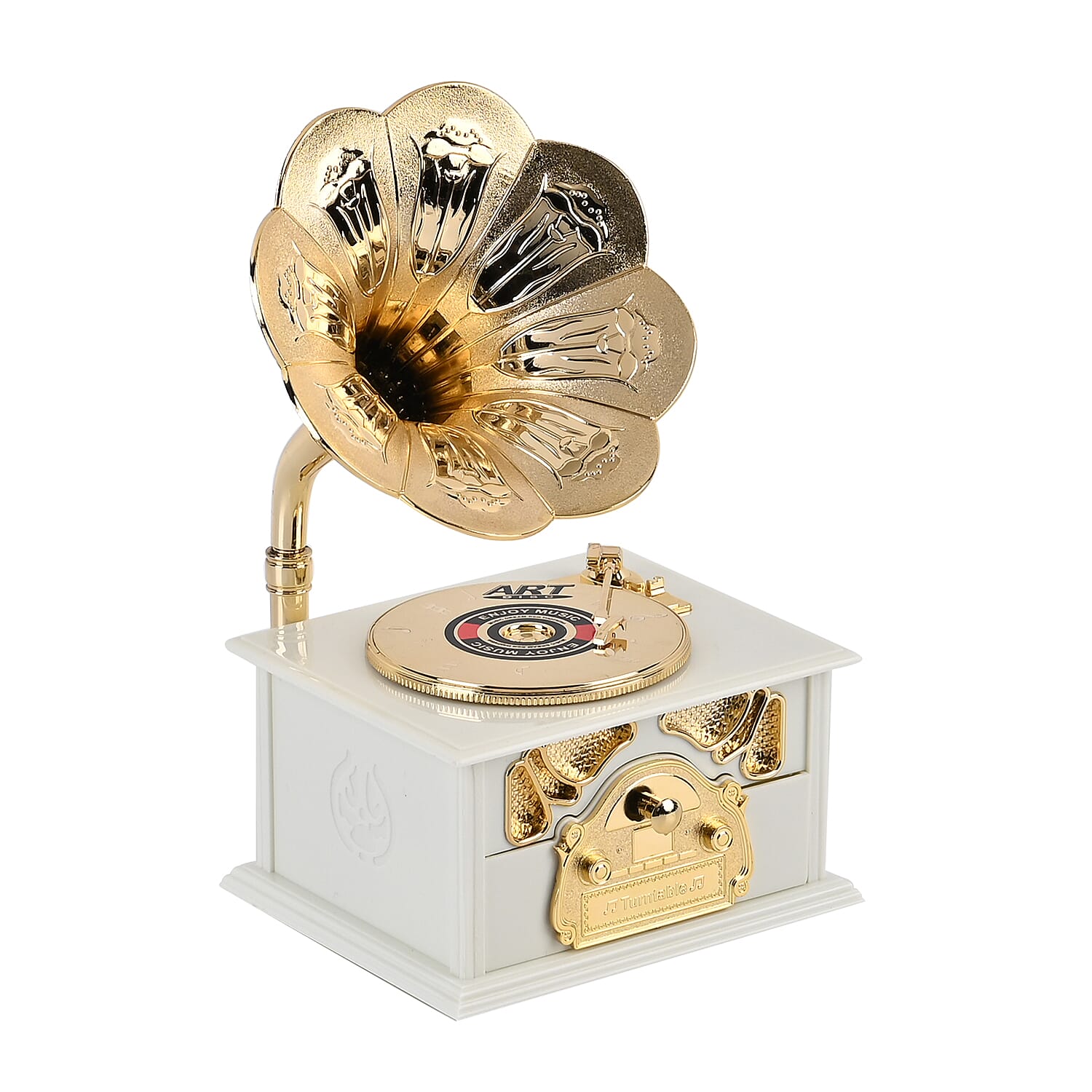 Phonograph Shape Mechanical Music Box (Size 22x12x12 cm) -White 7573514 3