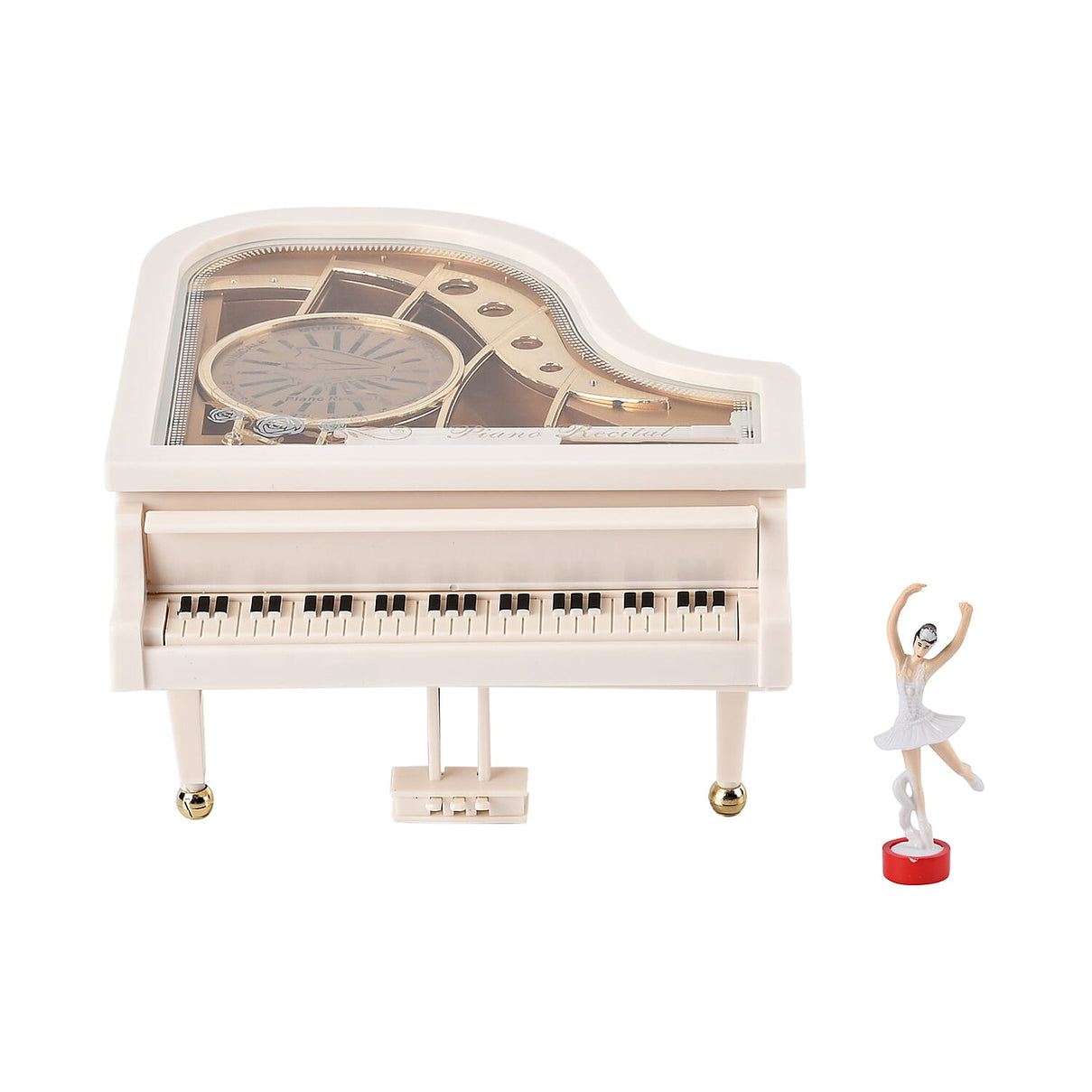 Piano Shape Music Box with a Ballerina (Size 15x15x7 cm) - White 7573509 0