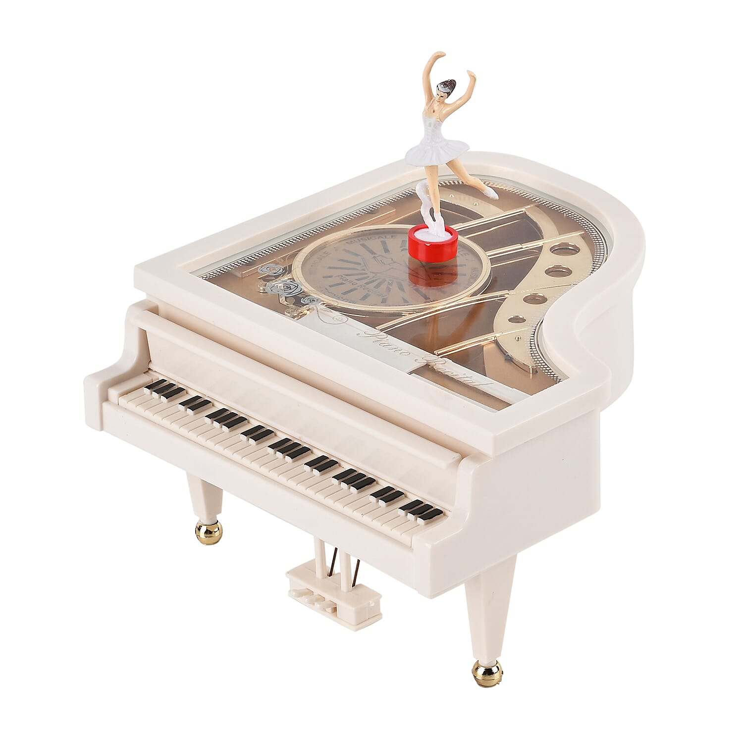 Piano Shape Music Box with a Ballerina (Size 15x15x7 cm) - White 7573509 2