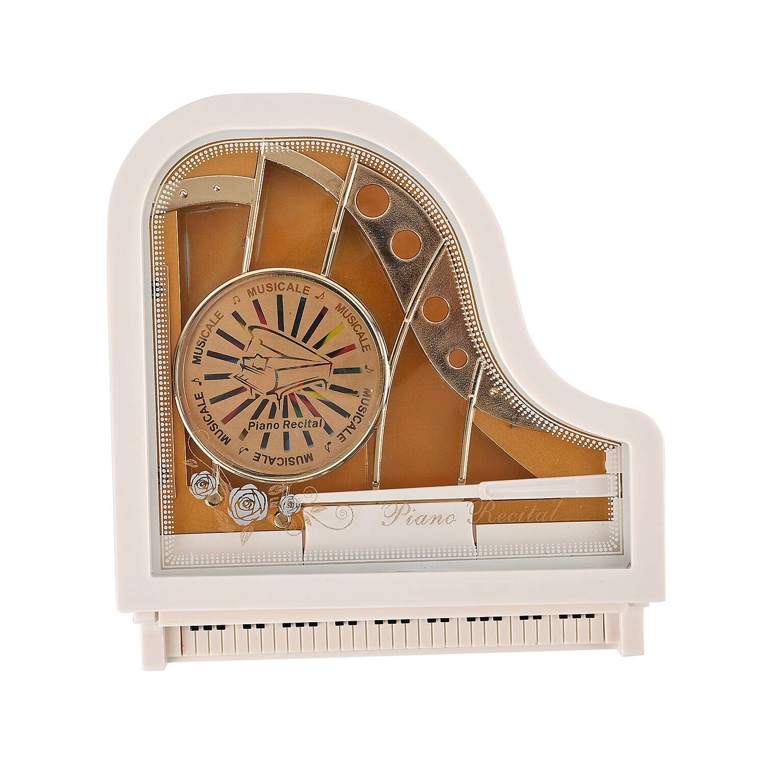 Piano Shape Music Box with a Ballerina (Size 15x15x7 cm) - White 7573509 5