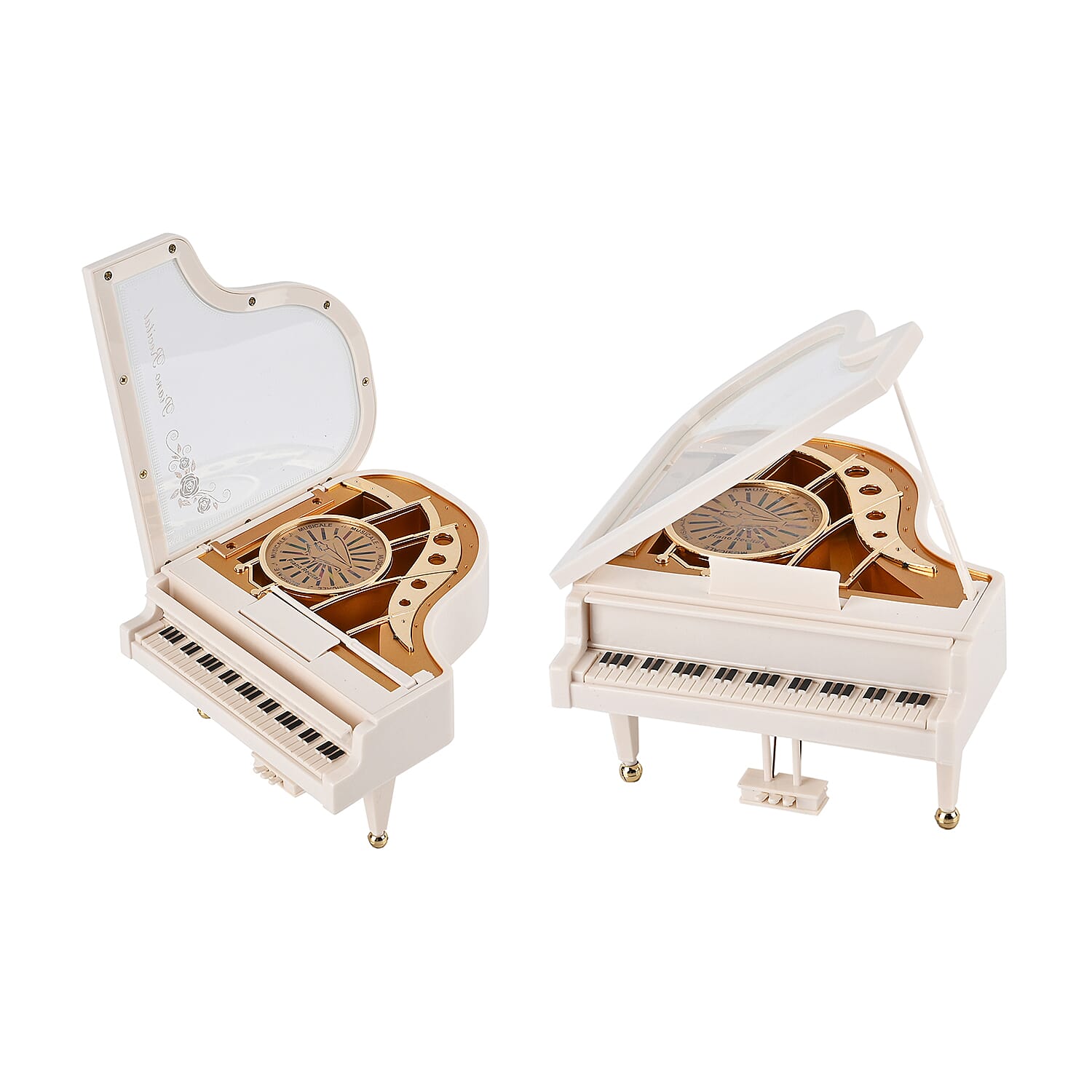 Piano Shape Music Box with a Ballerina (Size 15x15x7 cm) - White 7573509 6
