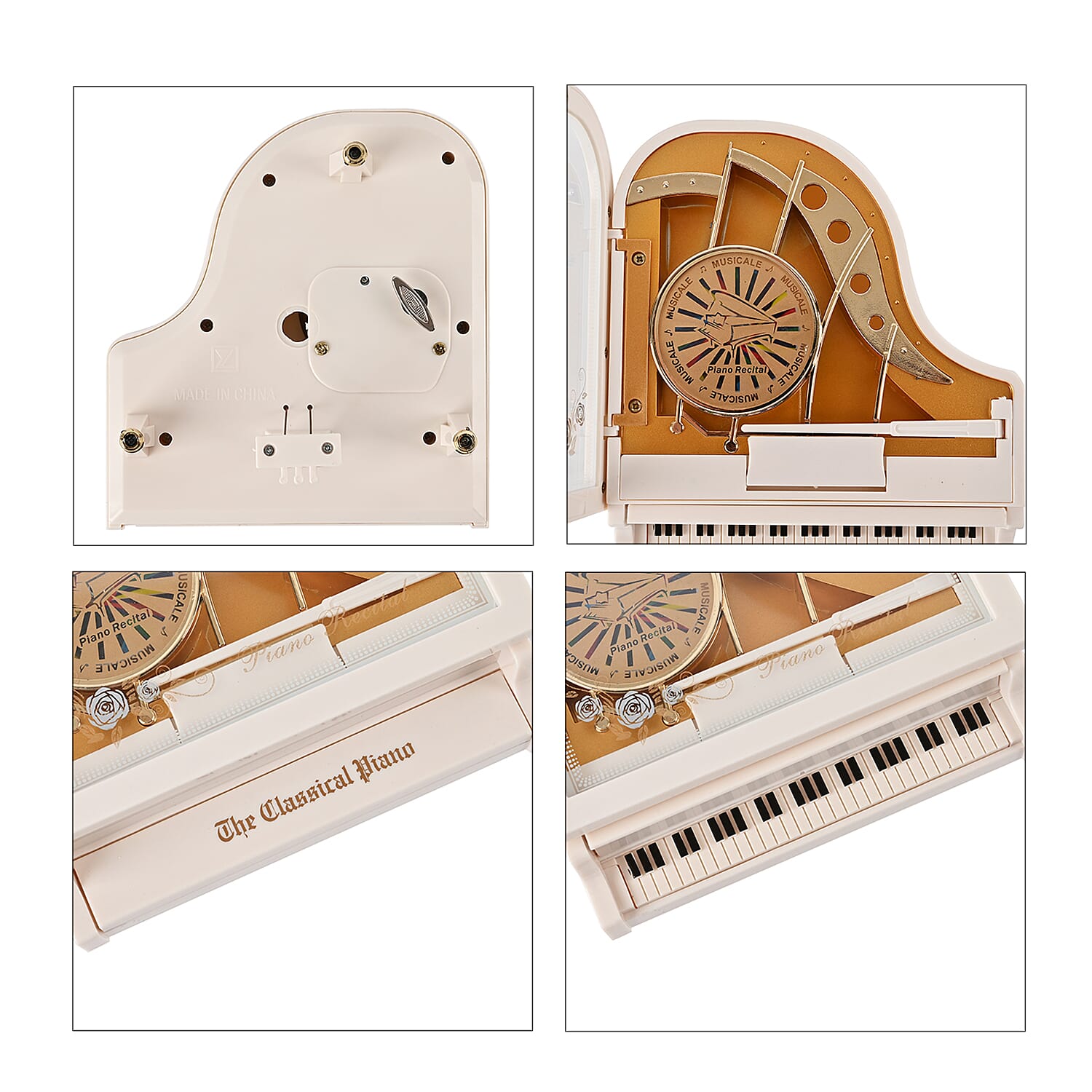 Piano Shape Music Box with a Ballerina (Size 15x15x7 cm) - White 7573509 8