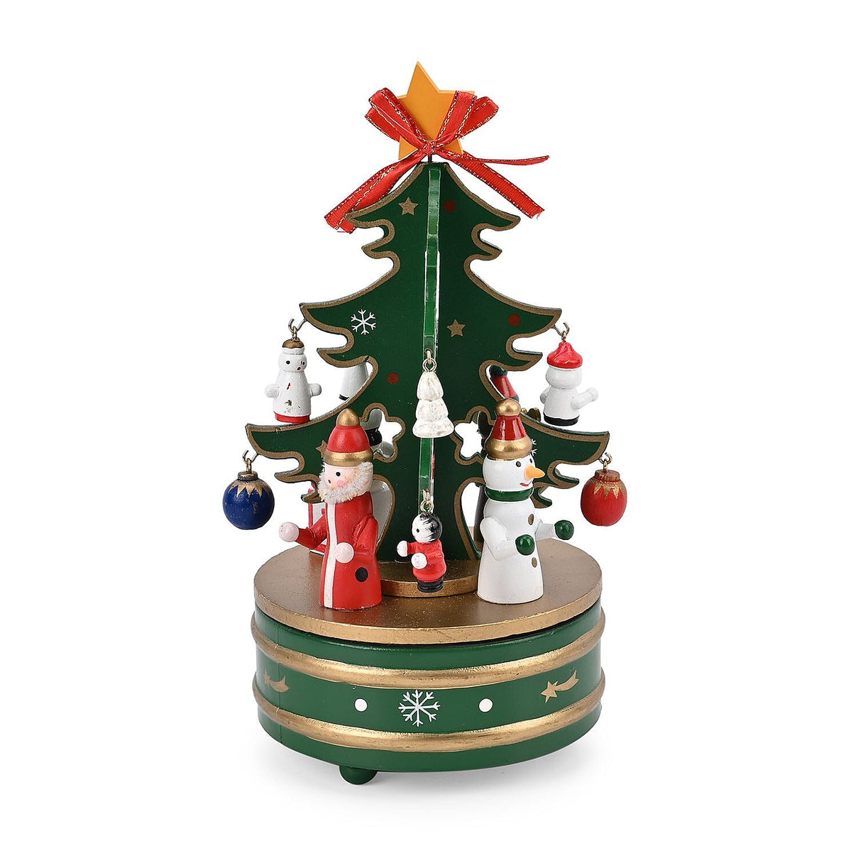 Rotating Christmas Tree Music Box with Figurines - Adorable Mini Hanging Ornaments - Green 18x13cm 7576935 0