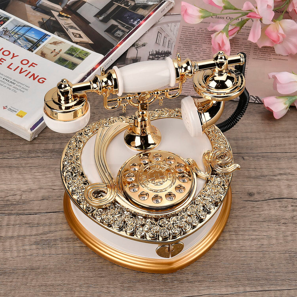 Antique Phone Music Box with Jewellery Box (Size 20x18x16 cm) - White